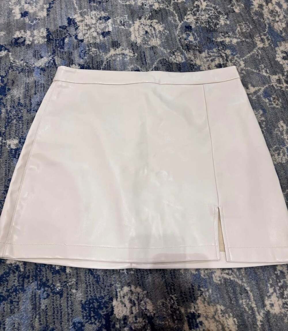 Shinestar Faux Leather Mini Skirt Size XL White